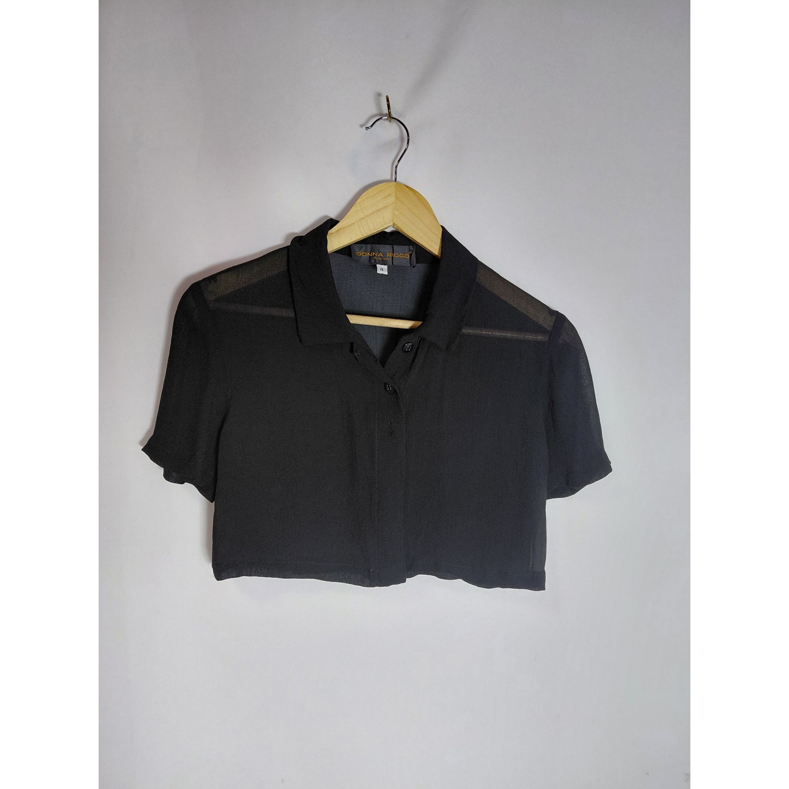 Donna Ricco New York Black Cropped Jacket Solid Short Sleeve Women Size 4